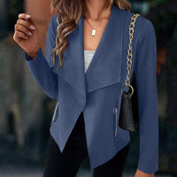 Florinda | Damen Kurzjacke Wasserfallkragen Langarm – Marine