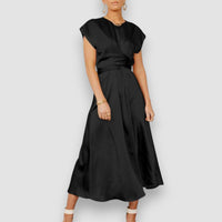 Beline | Glamouröses Satin-Kleid – Schwarz