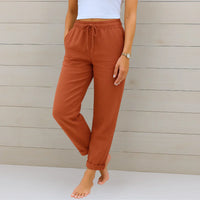 Ellaine | Leinen-Stretchhose – Orange