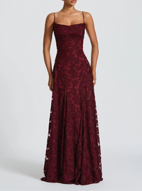 Alonah - Elegantes Fließendes Maxi Kleid – Bordeaux