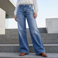 Franka | Hochtaillierte Weite Jeans – Blau