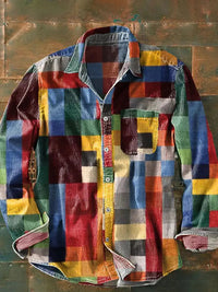 Franz | Herren Langarm Patchwork Hemd – Bunt