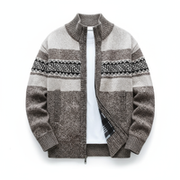 Matthew | Zip-Up Vintage Cardigan – Kaffee