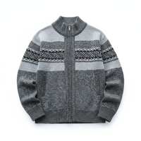 Matthew | Zip-Up Vintage Cardigan – Dunkelgrau