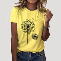Frida | Damen Pusteblume Print T-Shirt – Gelb