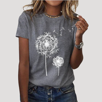 Frida | Damen Pusteblume Print T-Shirt – Grau