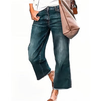 Frida | Weite Knöchellange High-Waist Jeans – Retro-Blau
