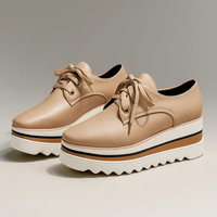 Frieda | Damen Plateau Sneaker mit Schnürung – Beige