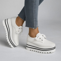 Frieda | Damen Plateau Sneaker mit Schnürung – Weiß