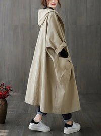 Frieda | Langer Kapuzen-Trenchcoat in Oversized-Passform – Beige