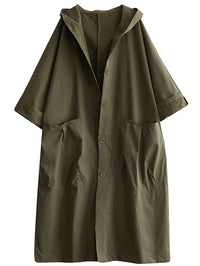 Frieda | Langer Kapuzen-Trenchcoat in Oversized-Passform – Grün