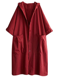 Frieda | Langer Kapuzen-Trenchcoat in Oversized-Passform – Rot