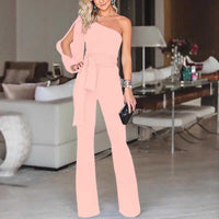Friederike | Damen One Shoulder Gürtel Jumpsuit – Rosa