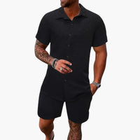 Friedrich | Herren Kurzarm Hemd Shorts Set – Schwarz