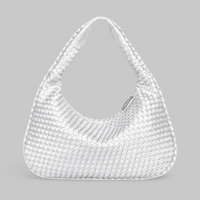 Geräumige Damenhandtasche | Moderne – Silber weiß