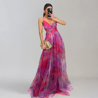 GIADA  | Leichtes Kleid mit floralem Muster – Rot