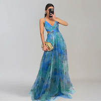 GIADA  | Leichtes Kleid mit floralem Muster – Blau