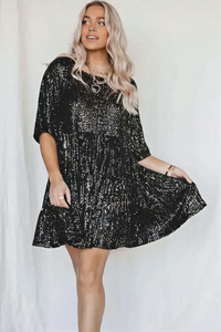 Glamouröses Pailletten Partykleid für Damen | Mini – Schwarz