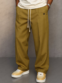 Glen | Herren Wide Leg Hose mit Bundfalte – Khaki