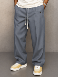 Glen | Herren Wide Leg Hose mit Bundfalte – Grau