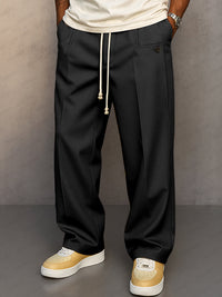 Glen | Herren Wide Leg Hose mit Bundfalte – Schwarz