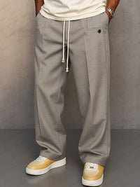 Glen | Herren Wide Leg Hose mit Bundfalte – Hellgrau