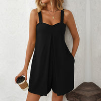 ASYA - KURZER JUMPSUIT MIT BREITEN TRÄGERN – Schwarz