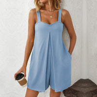 ASYA - KURZER JUMPSUIT MIT BREITEN TRÄGERN – Hellblau