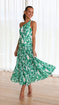 Eliza - Kleid mit einem Schulterträger – Grün