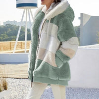 Petra™ | Winterjacke mit Kapuze – Grüne Streifen