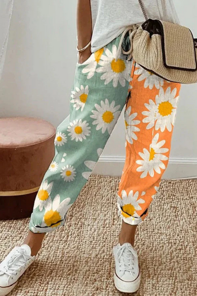 Heidi-Mode | Casual Unique Printed Button Pocket Pants