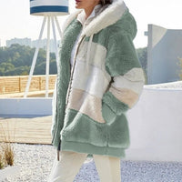Damen Kapuzenjacke mit Fleecefutter | Reißverschlusstaschen Langarm – Grün
