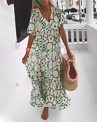 Gwen™ Lockeres Geblümtes Kleid – Grün