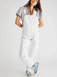 Greta | Bequeme Denim Latzhose – Weiß