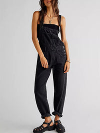 Greta | Bequeme Denim Latzhose – Schwarz