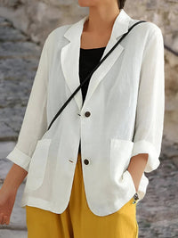Greta | Damen Business Blazer mit Knöpfen – Weiß