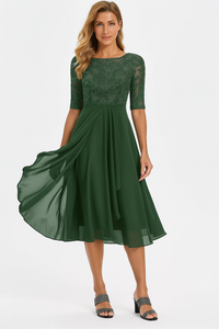 Greta | Fließendes A-Linien Midikleid – Grün