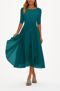 Greta | Fließendes A-Linien Midikleid – Dunkelgrün
