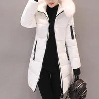 Taktische Pufferjacke mit Fellkapuze – Weiß