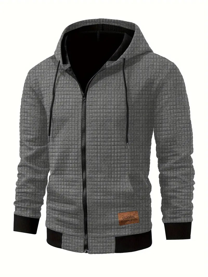 Reignora | Lässiges Herren-Sweatshirt mit Kapuze aus Strickstoff und Reißverschluss