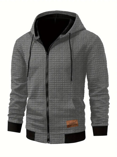 Reignora | Lässiges Herren-Sweatshirt mit Kapuze aus Strickstoff und Reißverschluss
