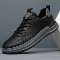 Grove | Herren gearbeitete Leder Sneaker Schnürschuhe – Schwarz