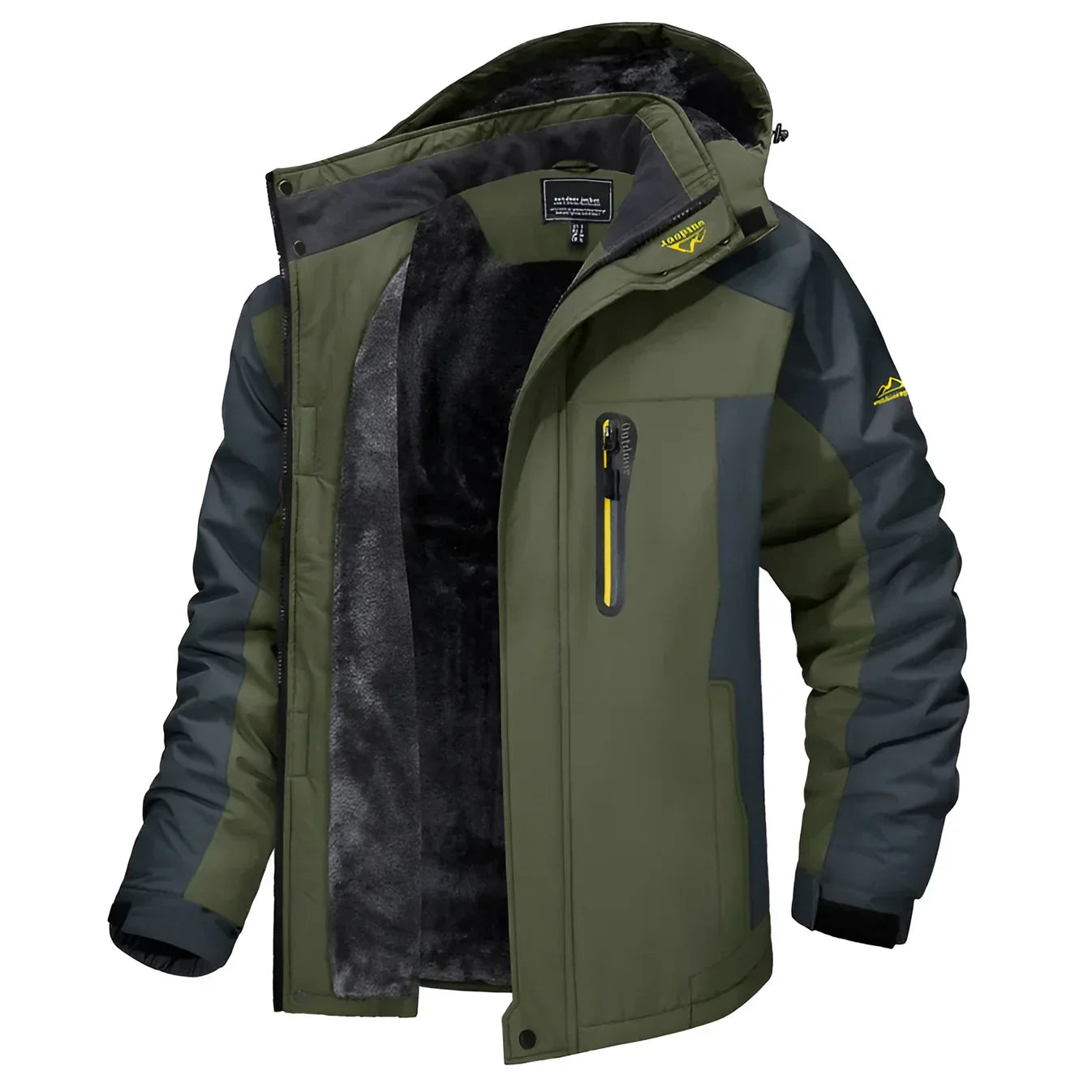 Louis | Bequeme Herren-Fleece-Winterjacke mit Kapuze und Reißverschluss in Zweifarboptik