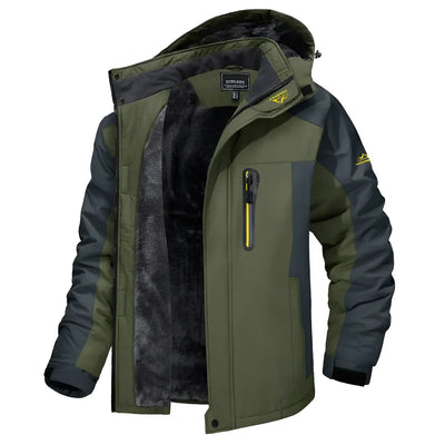 Louis | Bequeme Herren-Fleece-Winterjacke mit Kapuze und Reißverschluss in Zweifarboptik