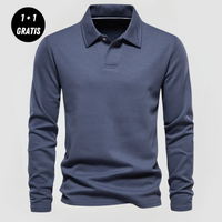 SAMUEL - ELEGANTES LANGARM-POLOSHIRT (1+1 GRATIS) – Blau