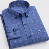 Gunther | Herren Kariertes Langarm Hemd – Blau