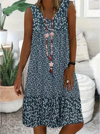 Briar™ - Ärmelloses Blumenkleid – Blau