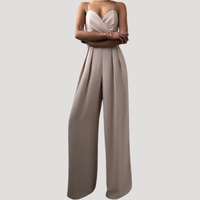 Gwendolyn | Damen Träger Jumpsuit mit weiten Beinen – Weiß