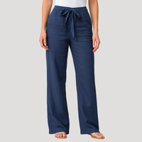 Halvene | Damen Weite Hose Tunnelzug Gummibund – Marine
