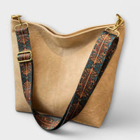 FABIENNE - GROSSE TASCHE UND GEMUSTERTER RIEMEN – Beige